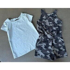 All in Motion Girls Seamless Activewear Bundle short romper camo+ tshirt size xs